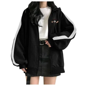 YOHOME Women's 2022 Solid Color Patchwork Open Chest Hooded Zip