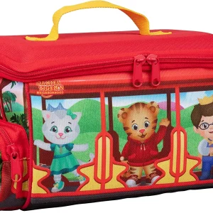 Daniel Tiger's Neighborhood- Insulated Durable Lunch Bag Tote for Kids, Reusable Heavy Duty Lunch Box w Handle and Mesh Pocket for Back to School - Trolley with Friends