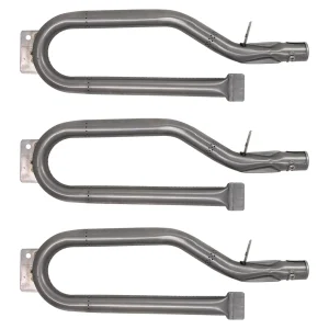 3-Pack BBQ Gas Grill Tube Burner Replacement Parts for Outdoor Gourmet BQ05037-2 - Compatible Barbeque Stainless Steel Pipe Burners